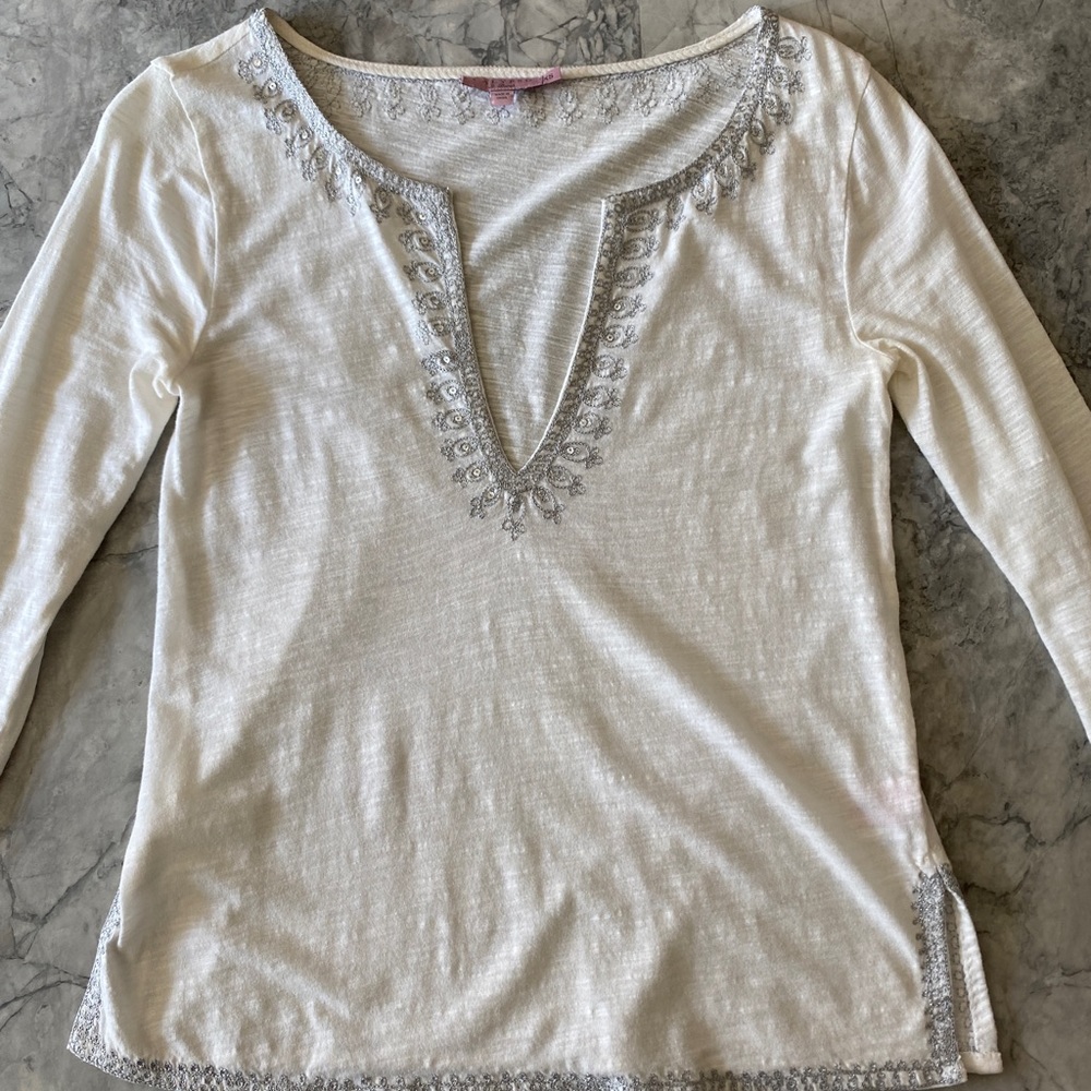 Calypso St Barth 3/4 Sleeve, Indian inspired top.